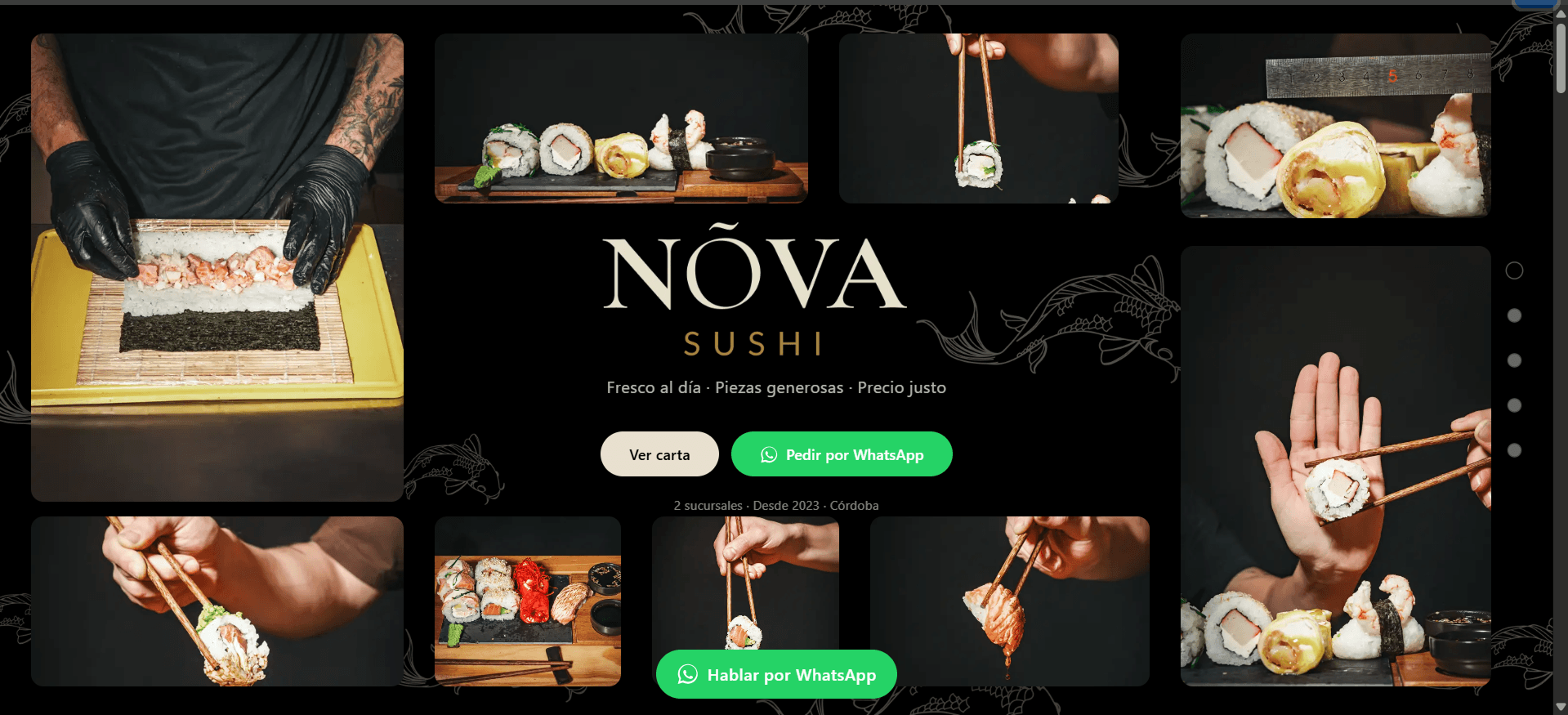 Sitio de marketing de Nõva Sushi — homepage